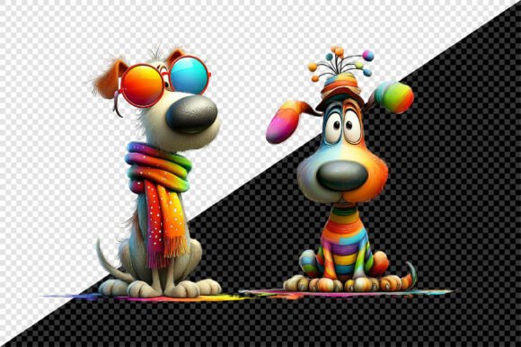 Christmas Funny Colorful Dog Clipart and Freebies Review
