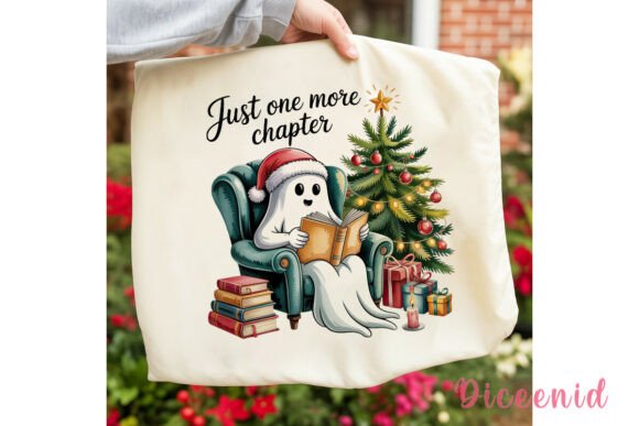 Cozy Christmas Ghost Reading PNG Clipart for Illustrations