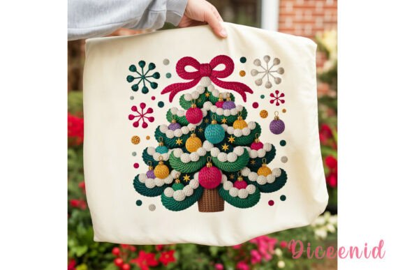 Cozy Embroidered Christmas Tree PNG