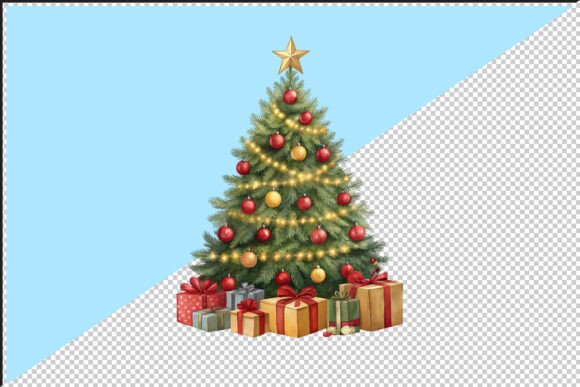 Decorated Christmas Tree PNG for Illustrations