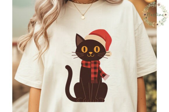 Festive Plaid Cat Christmas PNG Clipart