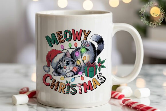 Meowy Christmas Cat Lights PNG Clipart