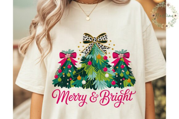 Merry Bright Christmas Trees PNG and Illustrations