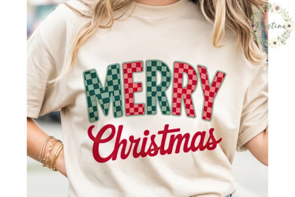 Merry Christmas Checkered PNG Clipart for Illustrations