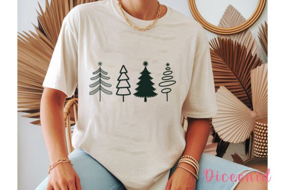 Minimalist Christmas Trees PNG Clipart for Branding & Illustrations