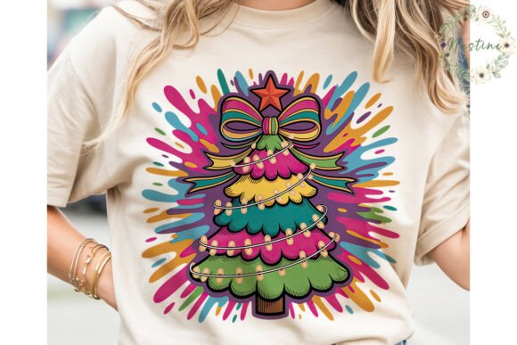 Neon Splatter Christmas Tree PNG Clipart for Illustrations