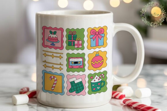 Retro Christmas Collage PNG Clipart for Illustrations