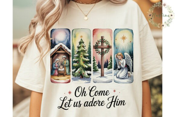 Vintage Christmas Adore Him PNG Clipart for Illustrations