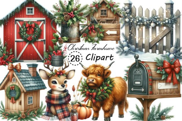 Vintage Christmas Farmhouse Sublimation Illustrations Review