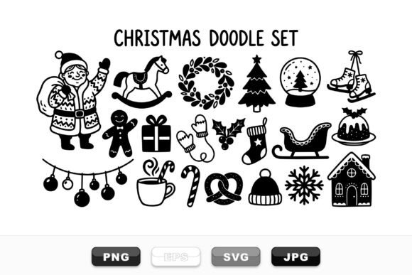 Whimsical Christmas Doodle Set: Illustrations for Festive Branding